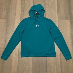Under Armour Hoodie Womens Size S Teal Blue Rival Terry Gym Pockets Pullover NEW
